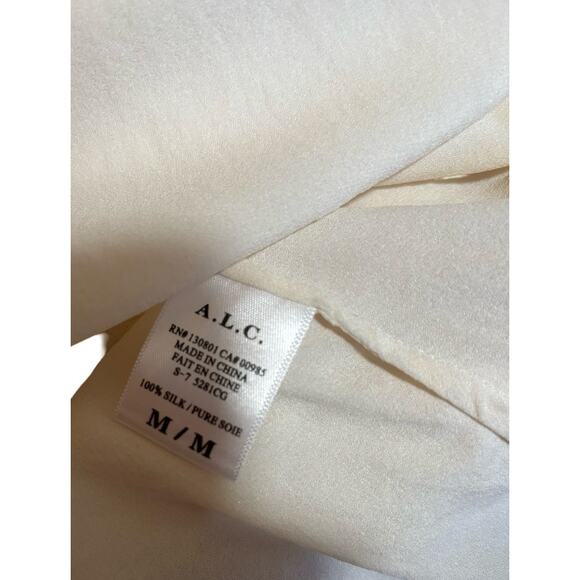 A.L.C. White 100% Silk Collared Long Sleeve Blouse Top | Size Medium - Picture 7 of 7